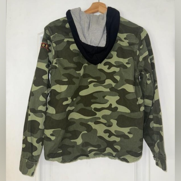 Boys Army Camo XL Casual Zip Up. Wonder Nation Green Camouflage Hoodie Jacket - Picture 2 of 4